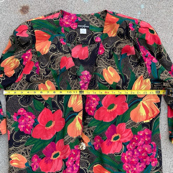 Vintage floral blazer Sz 20 jacket preloved shoulder pads positive attitude USA - Picture 4 of 9
